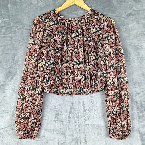 Womens Top Small Bardot Annie Floral Boho Romantic‎ Fairy Cropped Feminine Bloom - Picture 1 of 9